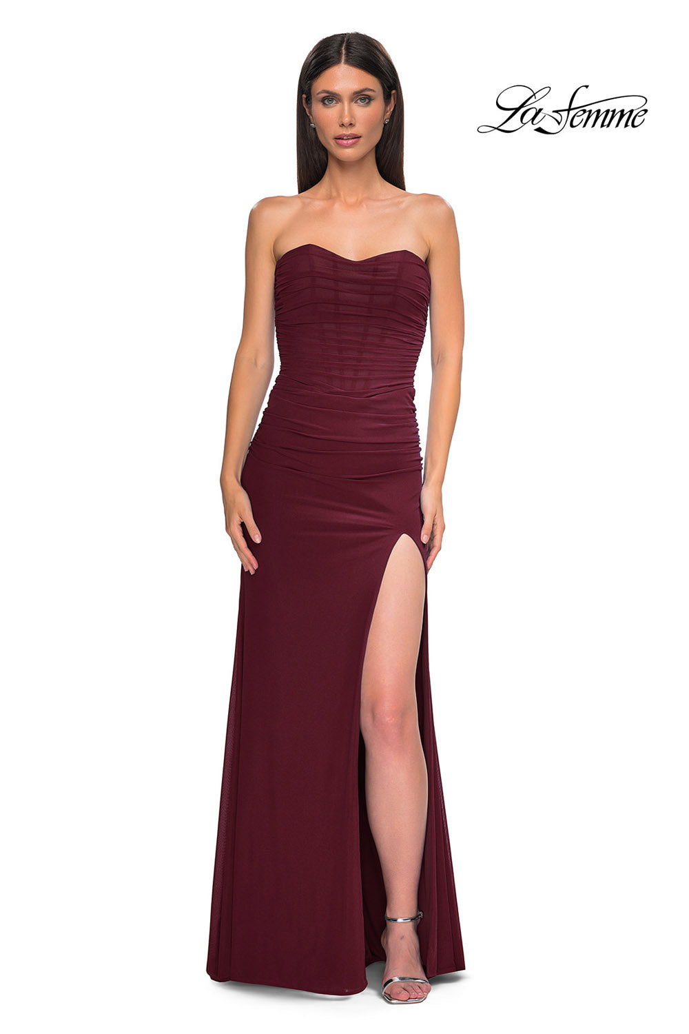 La Femme 32990 prom dress images.  La Femme 32990 is available in these colors: Black, Dark Berry, Royal Blue.