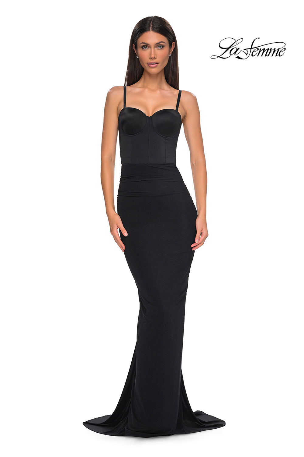 La Femme 32996 prom dress images.  La Femme 32996 is available in these colors: Black.