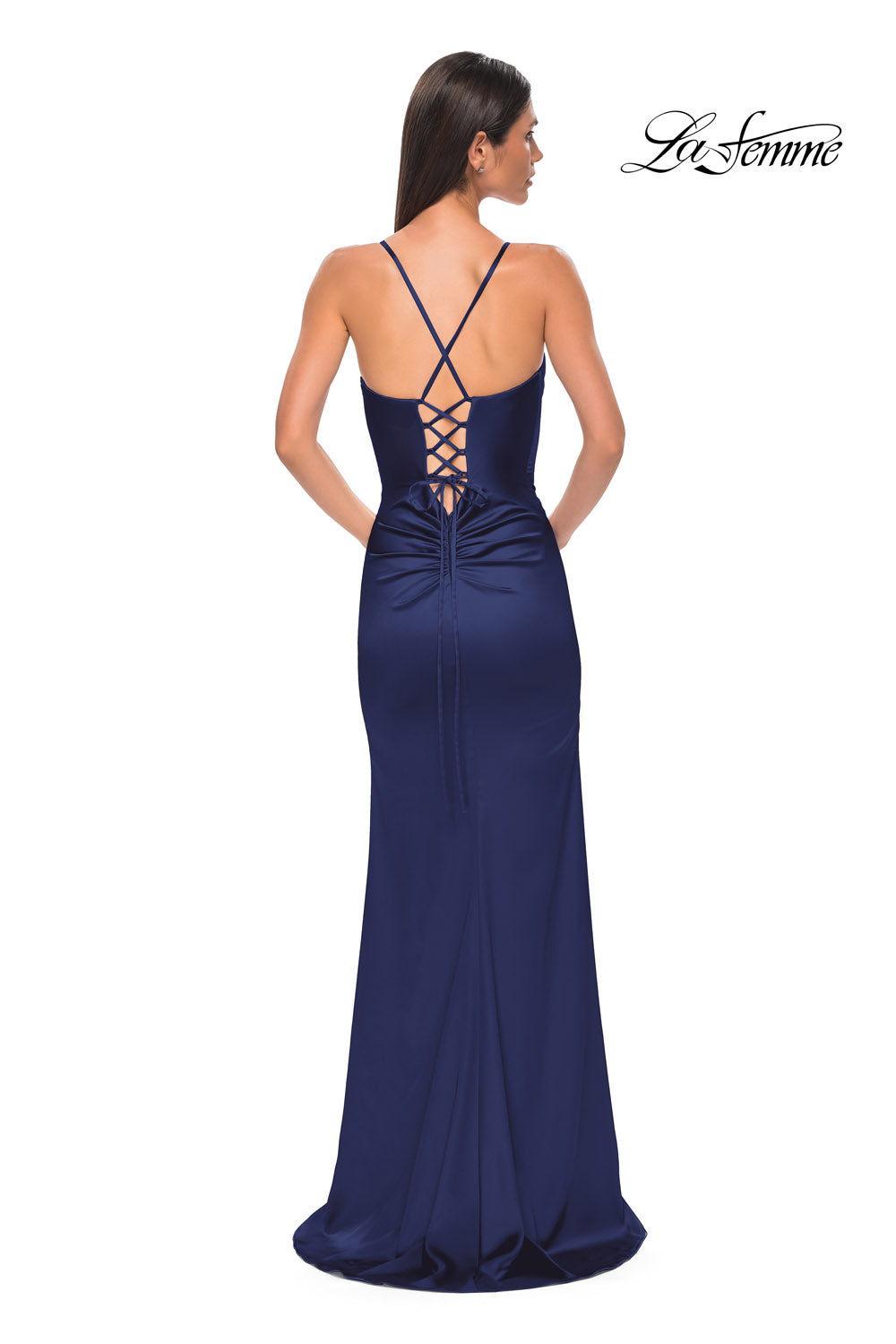 La Femme 33010 prom dress images.  La Femme 33010 is available in these colors: Navy, Olive, Taupe.