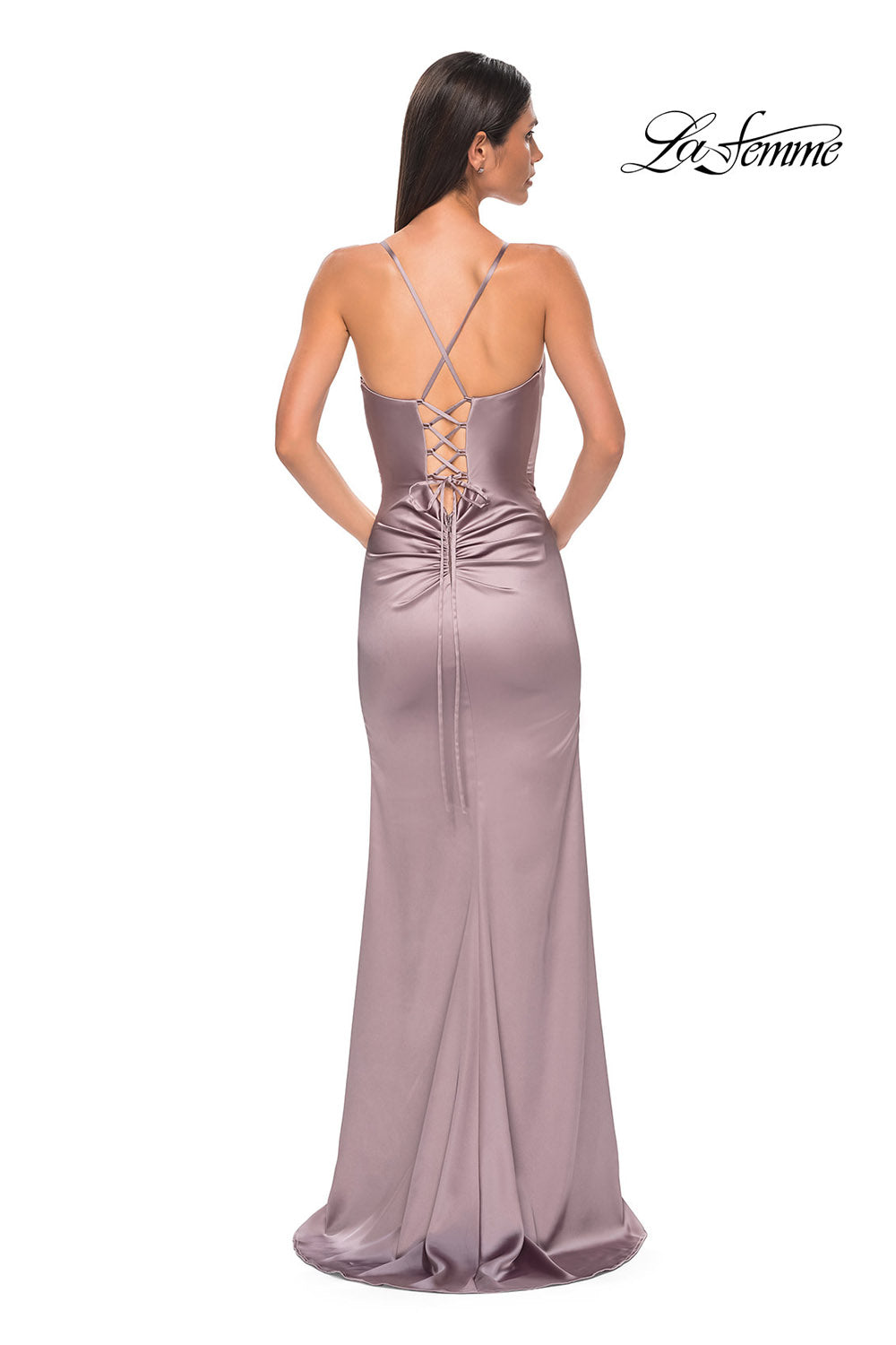 La Femme 33010 prom dress images.  La Femme 33010 is available in these colors: Navy, Olive, Taupe.