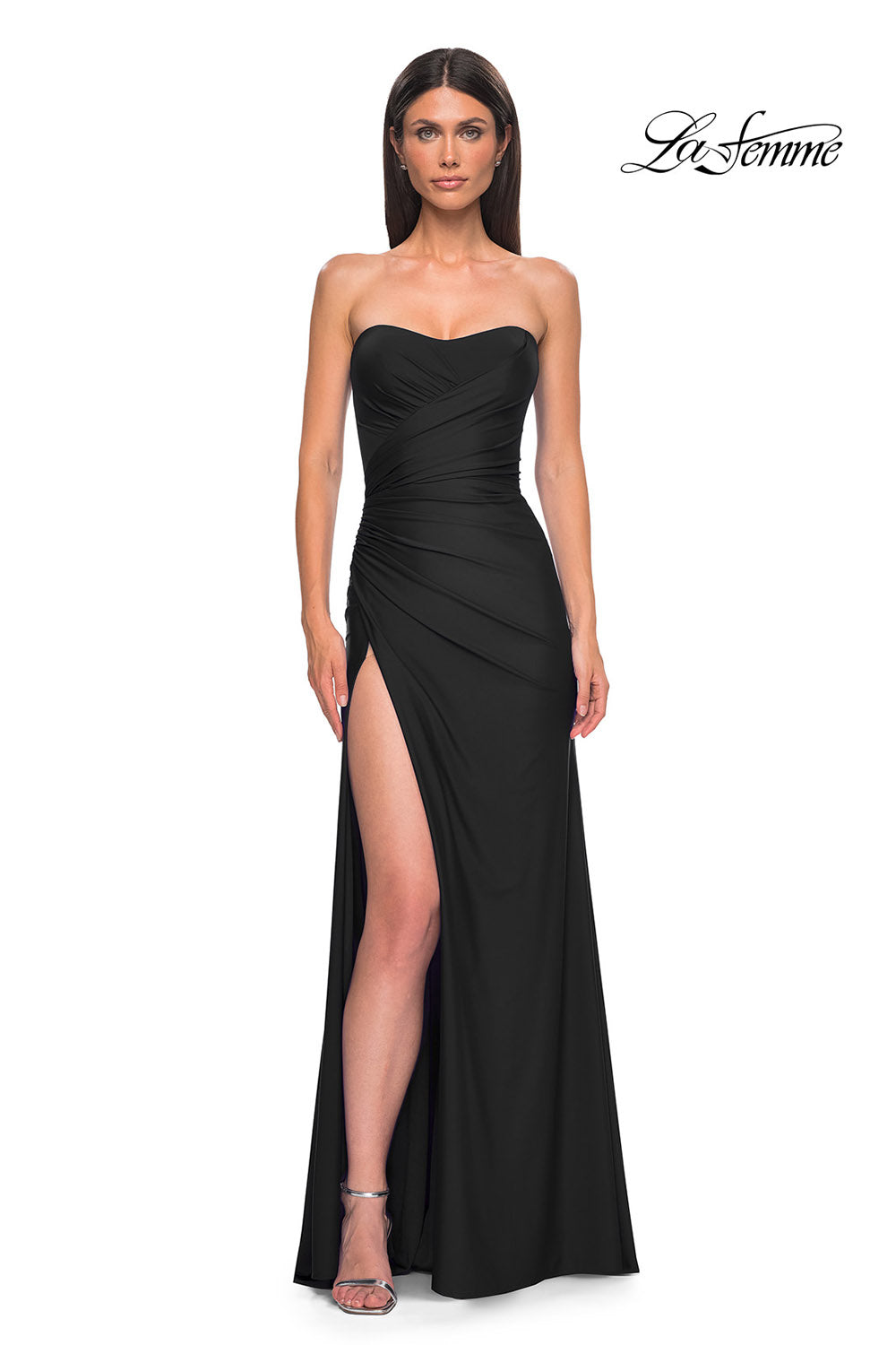 La Femme 33012 prom dress images.  La Femme 33012 is available in these colors: Black, Dark Emerald, Dark Wine, Royal Blue.