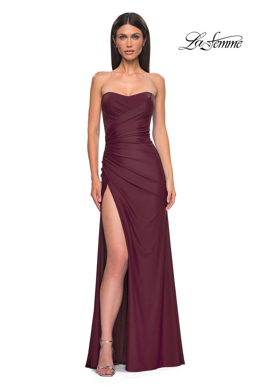 La Femme 33012 prom dress images.  La Femme 33012 is available in these colors: Black, Dark Emerald, Dark Wine, Royal Blue.