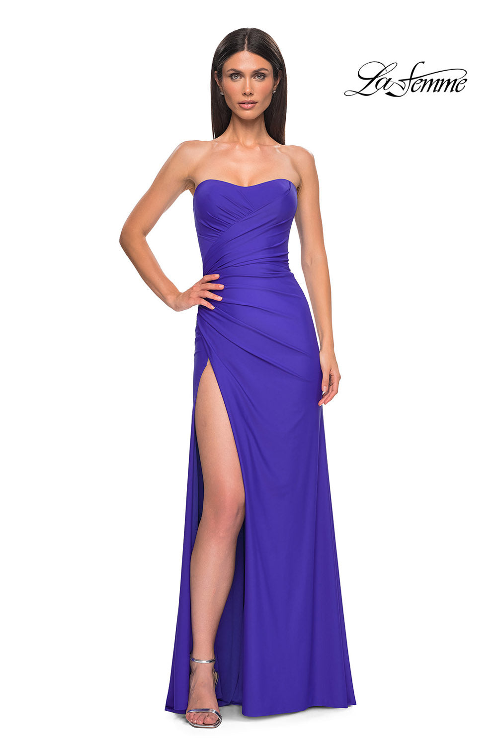 La Femme 33012 prom dress images.  La Femme 33012 is available in these colors: Black, Dark Emerald, Dark Wine, Royal Blue.