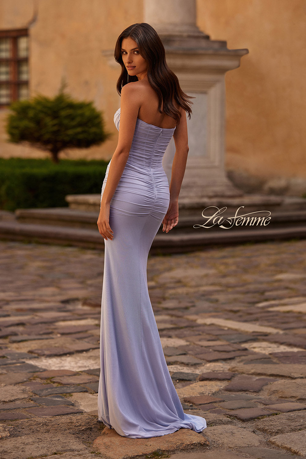 La Femme 32383 prom dress images.  La Femme 32383 is available in these colors: Light Periwinkle.