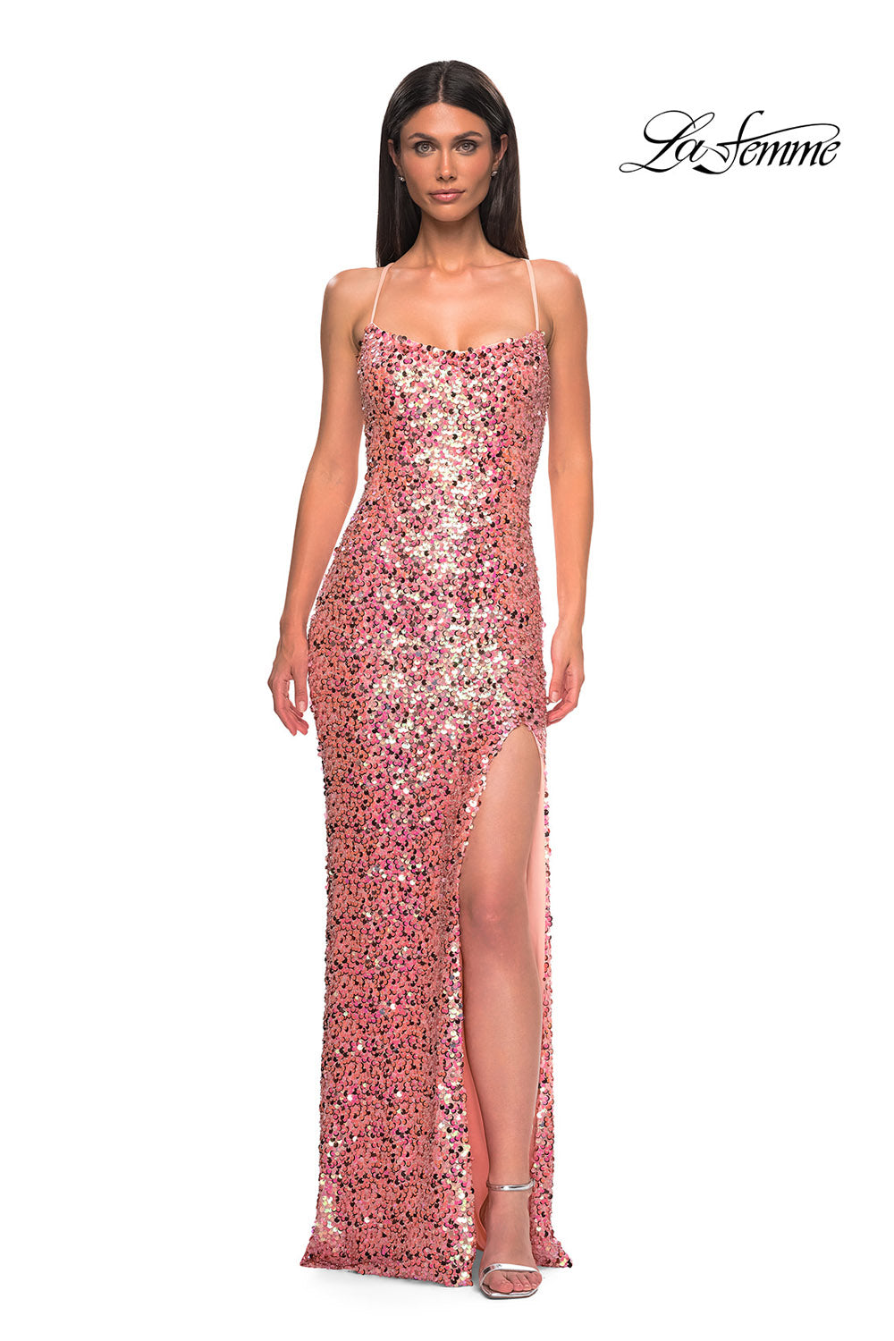 La Femme 32550 prom dress images.  La Femme 32550 is available in these colors: Pink.