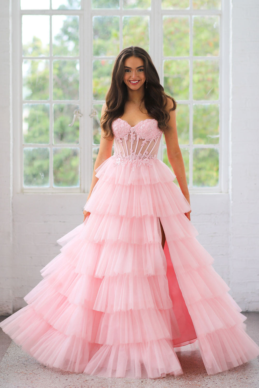 Miah Vega 24507 prom dress images.  Miah Vega 24507 is available in these colors: Blush, Light Blue, White.