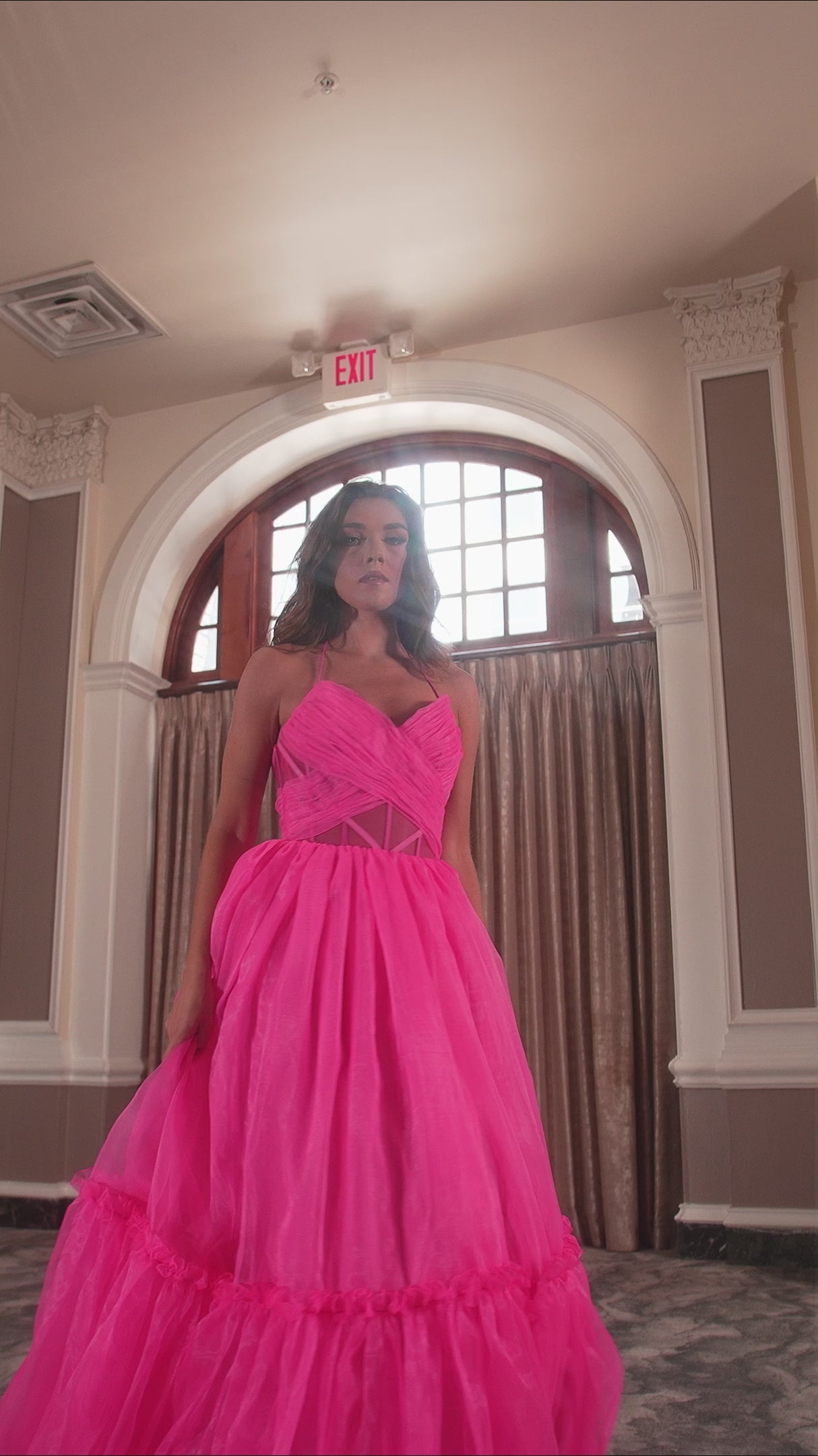 Rachel Allan 70815 prom dress video.  Rachel Allan 70815 is available in these colors: Aqua, Hot Pink, Lilac, Yellow.