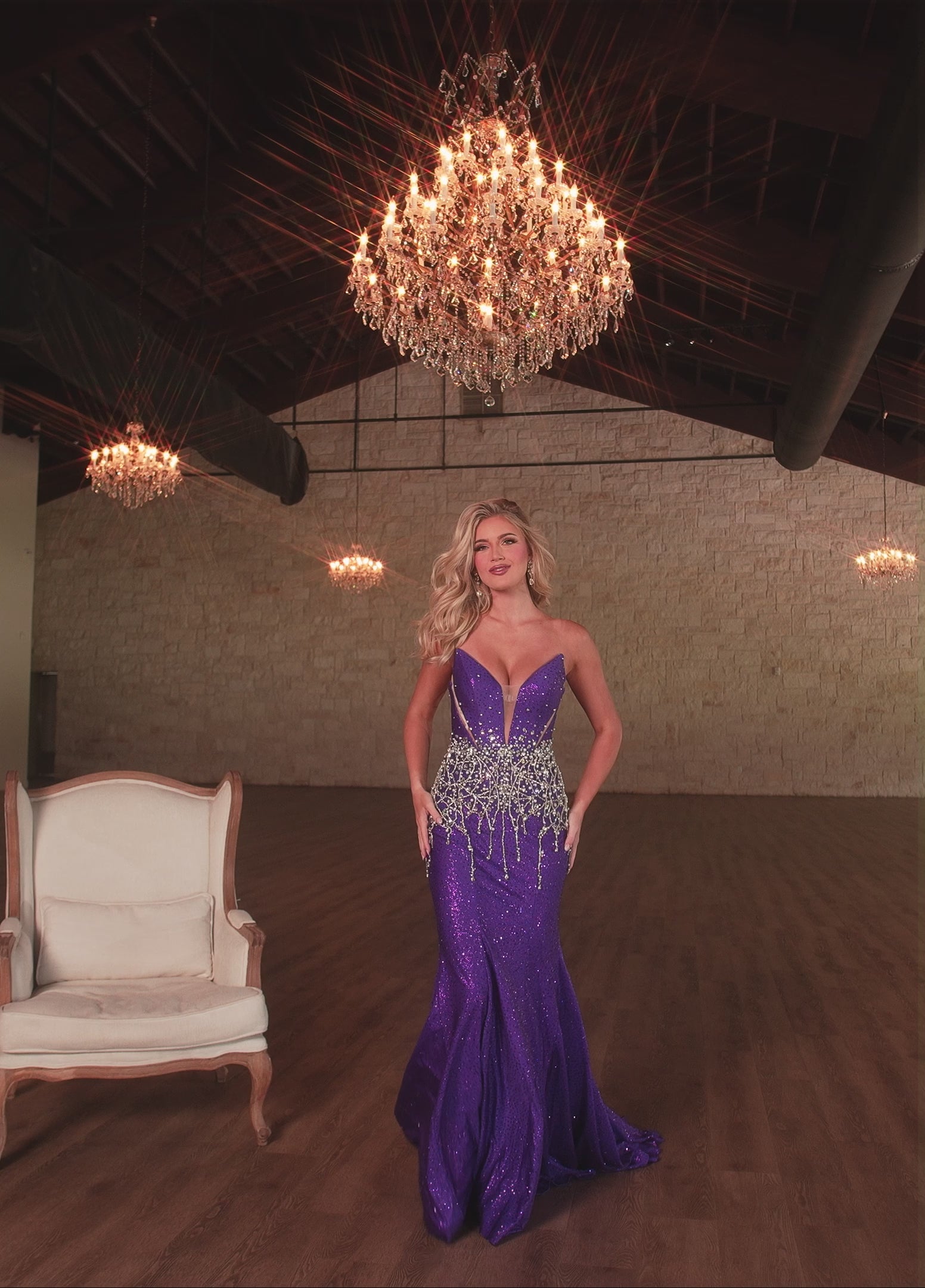 Rachel Allan 70742 prom dress video.  Rachel Allan 70742 is available in these colors: Black, Cloud Blue, Purple, Silver.