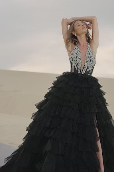 Sherri Hill 56833 prom dress video. Sherri Hill 56833 is available in these colors: Black Silver.