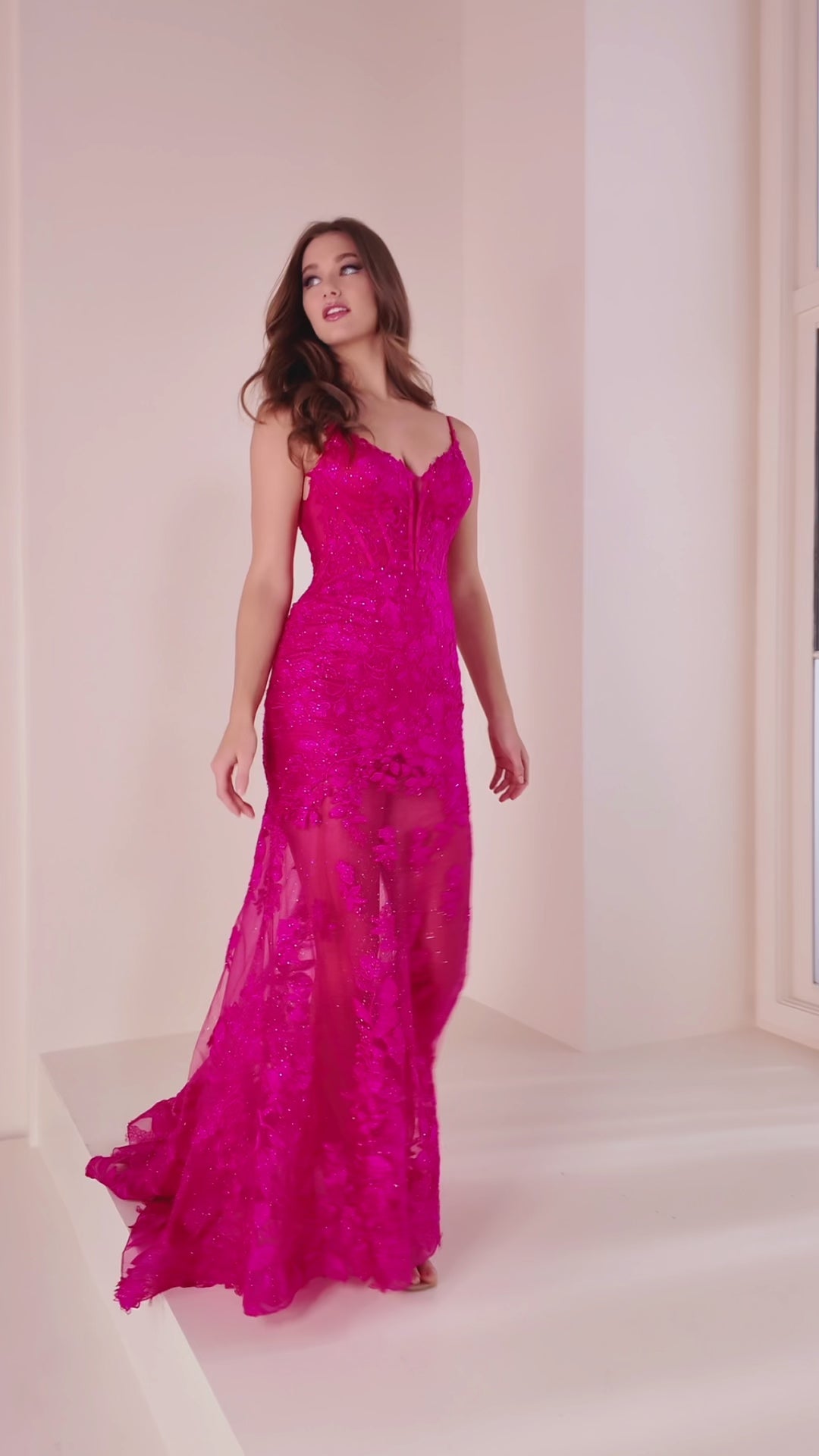 Ellie Wilde EW36014 mermaid prom dress video.  Ellie Wilde EW36014 is available in these colors: Magenta, Black, Red, Yellow, Sage, Purple, Ivory.