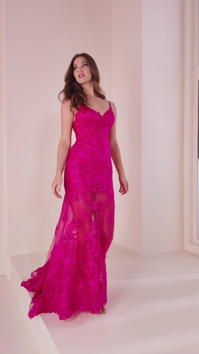 Ellie Wilde EW36014 mermaid prom dress video.  Ellie Wilde EW36014 is available in these colors: Magenta, Black, Red, Yellow, Sage, Purple, Ivory.