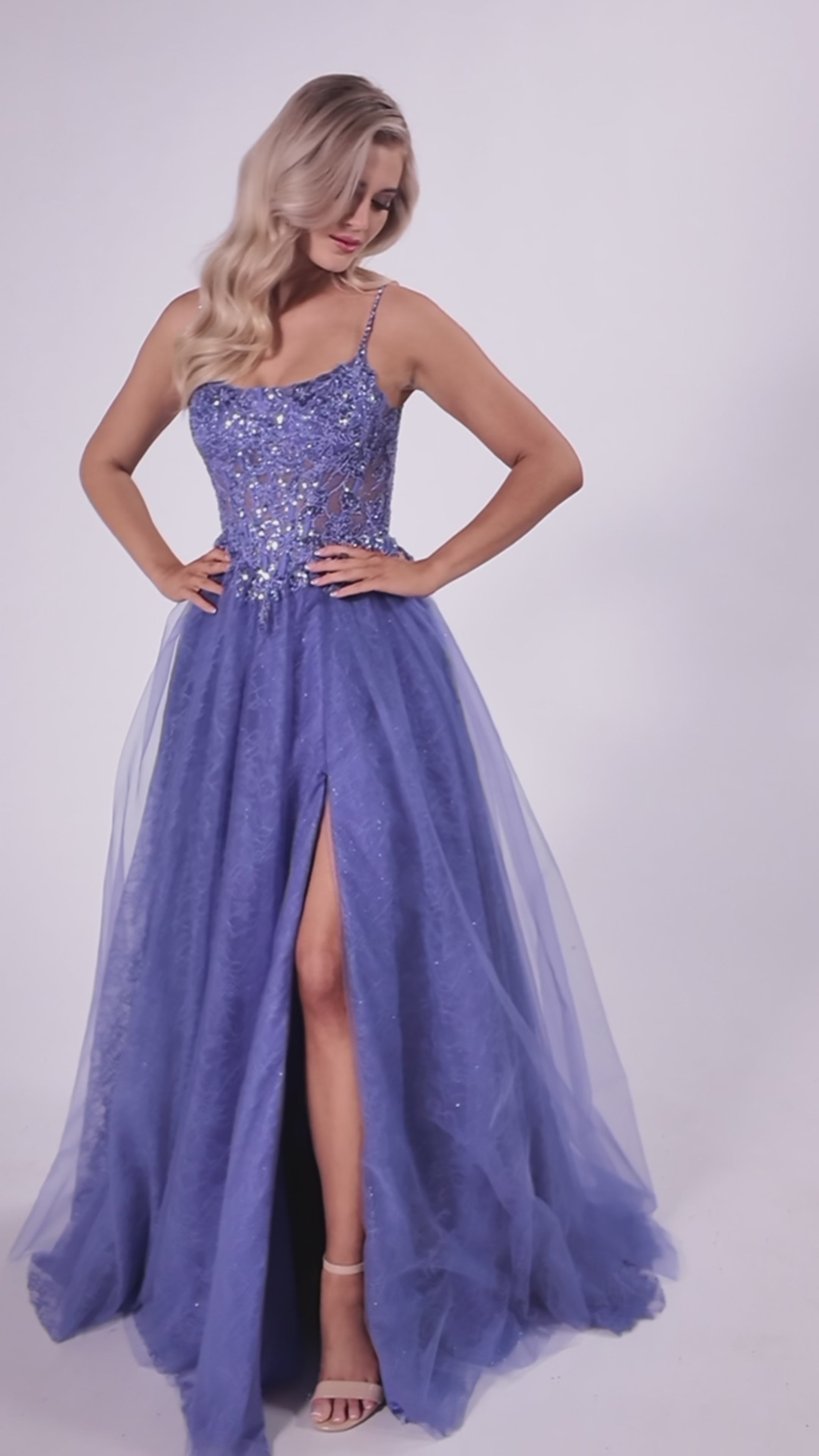 Colette CL8240 prom dress video.  Colette CL8240 is available in these colors: Berry, Periwinkle.