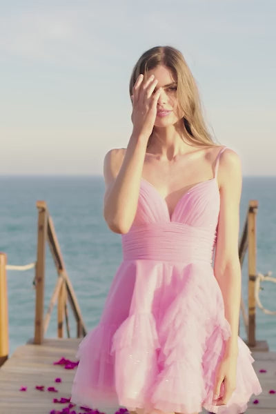 Sherri Hill 55818 prom dress video.  Sherri Hill 55818 is available in these colors: Hot Pink, Ivory, Light Blue, Light Champagne.