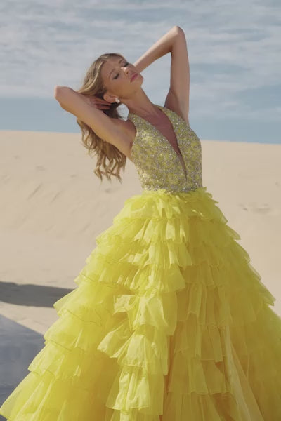 Sherri Hill 56410 prom dress video.  Sherri Hill 56410 is available in these colors: Yellow.