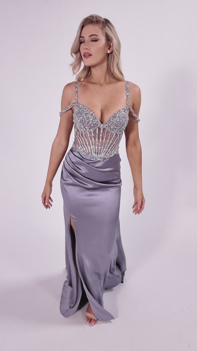 Colette CL8460 prom dress video.  Colette CL8460 is available in these colors: Lilac, Turquoise.