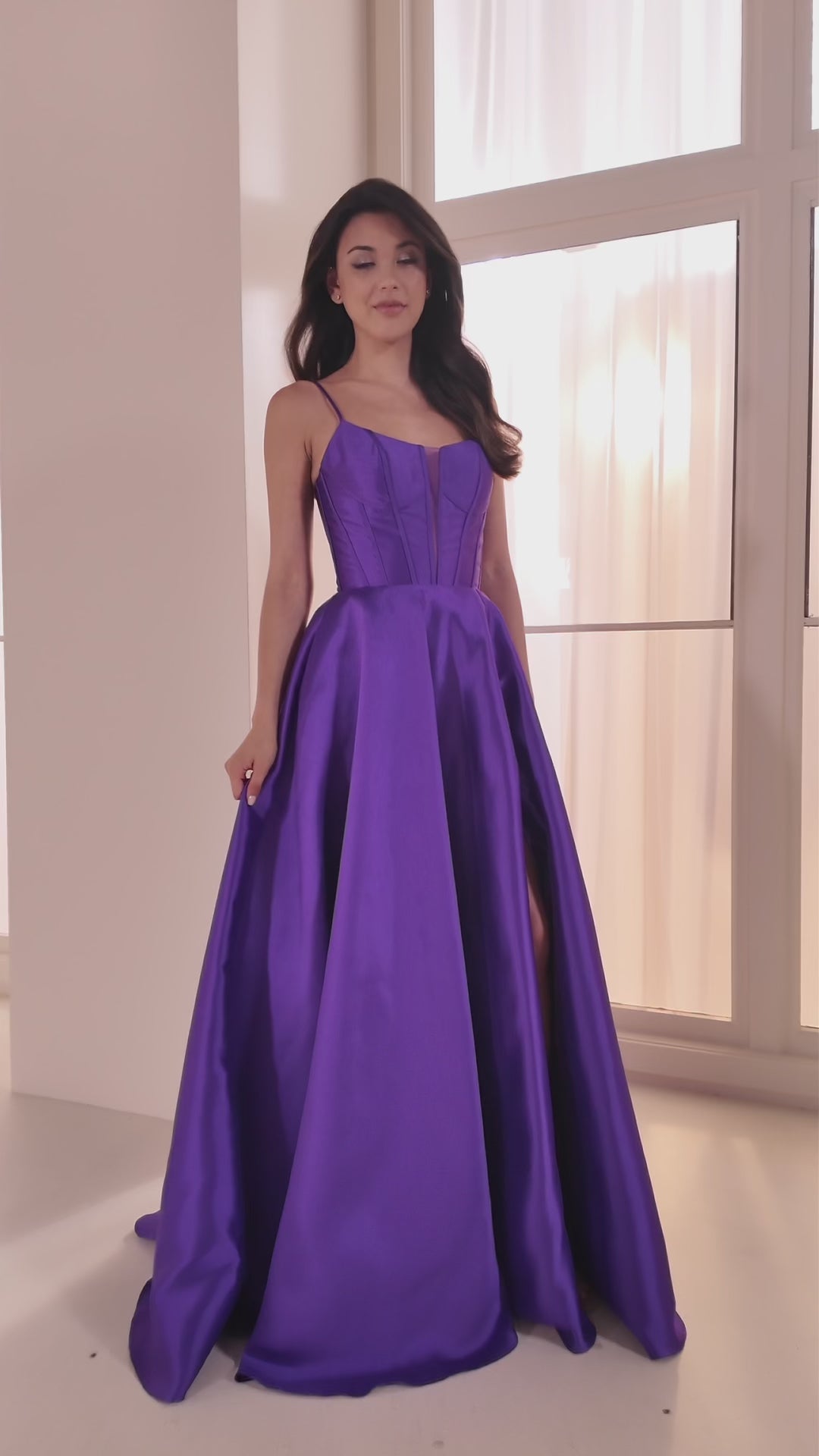 Ellie Wilde EW36224 ball gown prom dress video.  Ellie Wilde EW36224 is available in these colors: Purple, Magenta