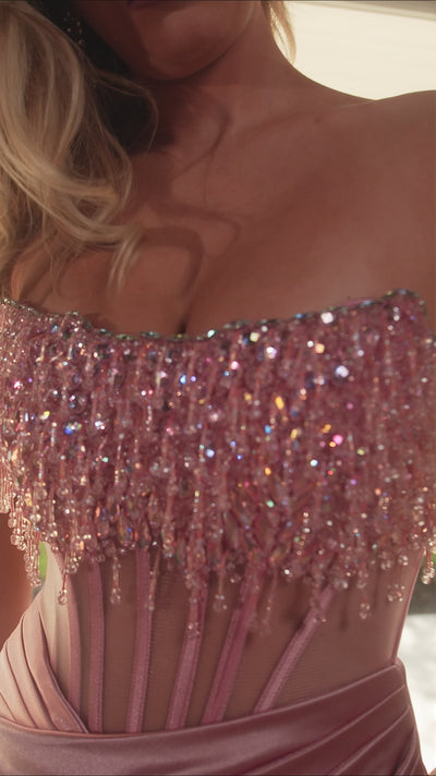 Rachel Allan 70817 prom dress video.  Rachel Allan 70817 is available in these colors: Champagne, Emerald, Hot Pink, Midnight Blue, Rose Gold.