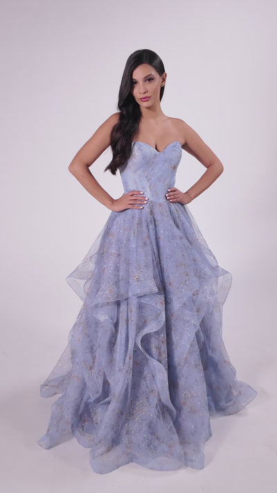 Colette CL8180 prom dress video.  Colette CL8180 is available in these colors: Ocean Blue Multi.