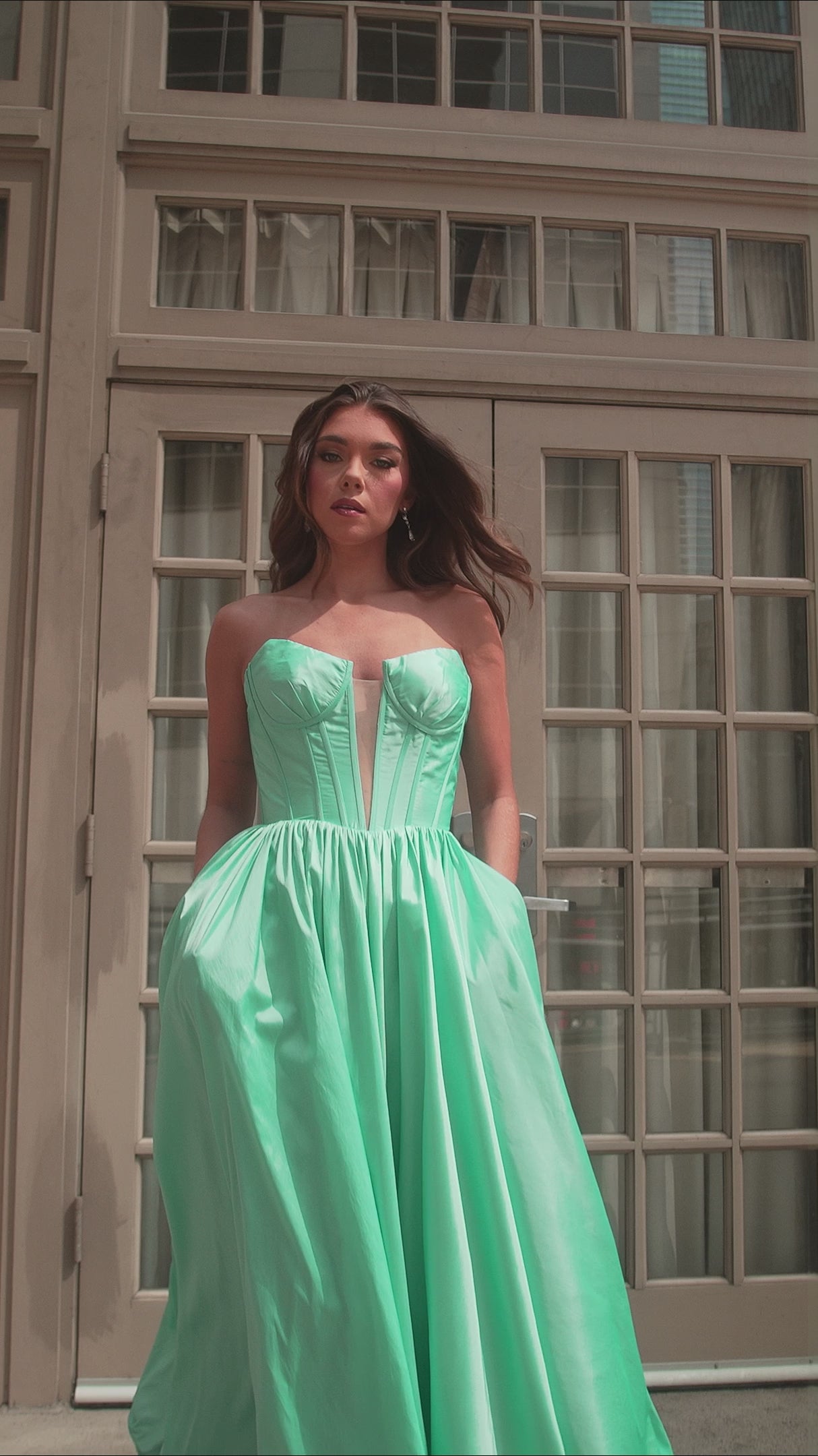 Rachel Allan 70871 prom dress video.  Rachel Allan 70871 is available in these colors: Aqua, Candy Pink, Lilac, Red.