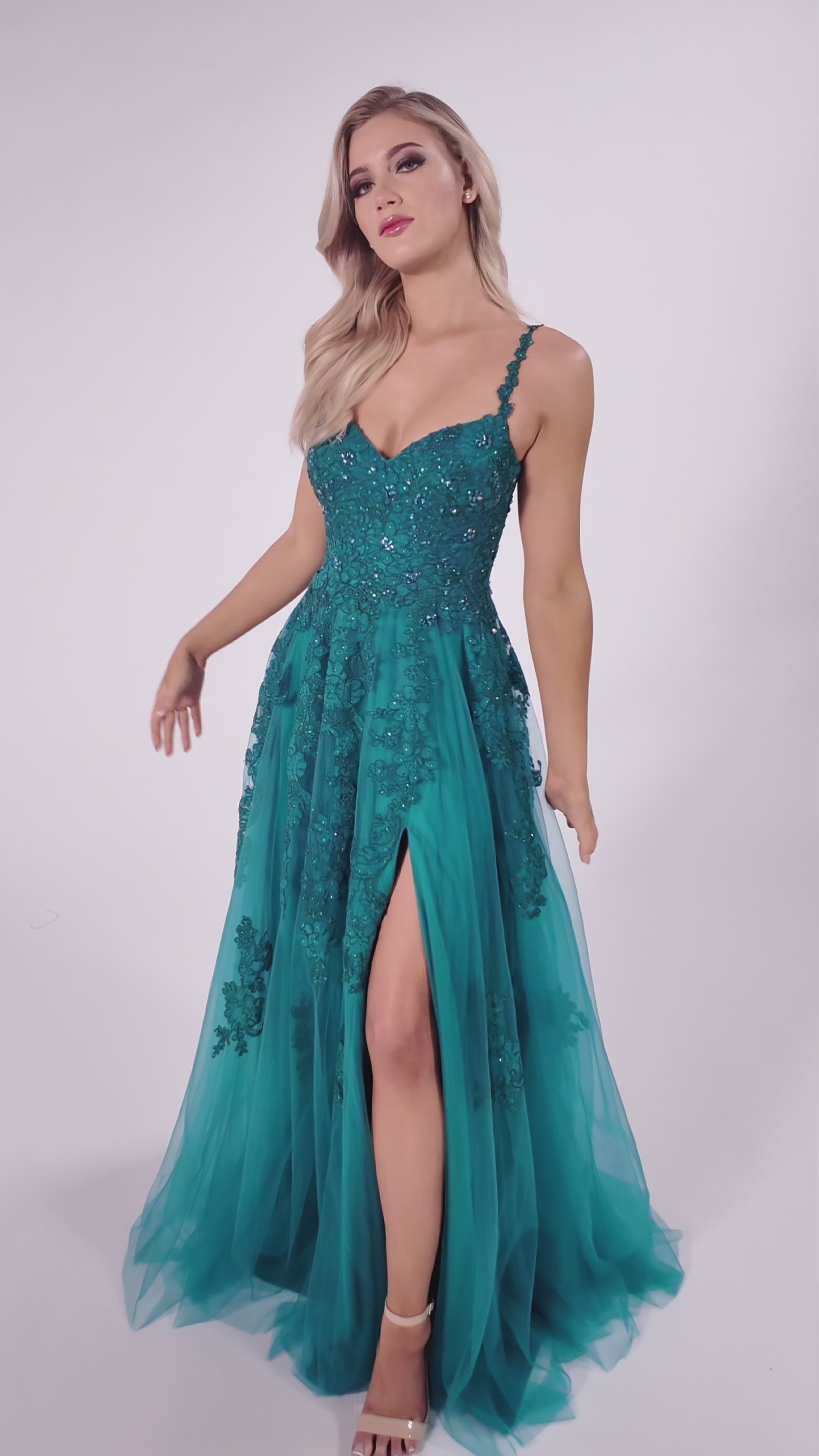 Colette CL8220 prom dress video.  Colette CL8220 is available in these colors: Jade, Black.