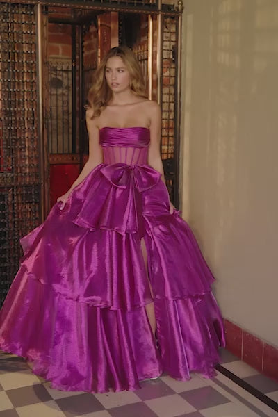 Sherri Hill 56767 prom dress video. Sherri Hill 56767 is available in these colors: Fuchsia, Pink, Gold, Peacock, Light Blue, Silver, Black, Chartreuse.