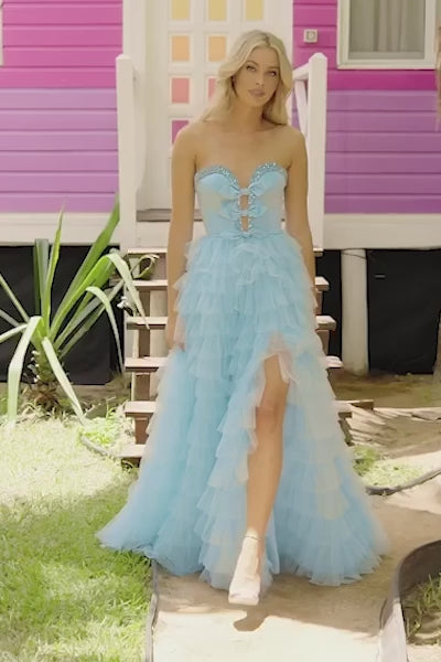 Sherri Hill 56012 prom dress video.  Sherri Hill 56012 is available in these colors: Ivory, Light Blue, Black.