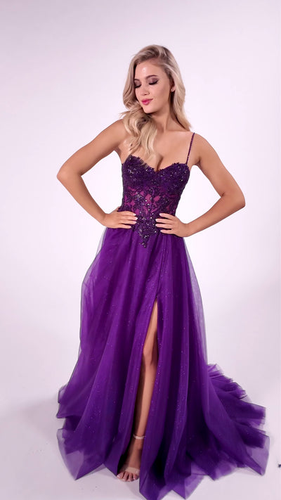 Colette CL8280 prom dress video.  Colette CL8280 is available in these colors: Burgundy, Plum.