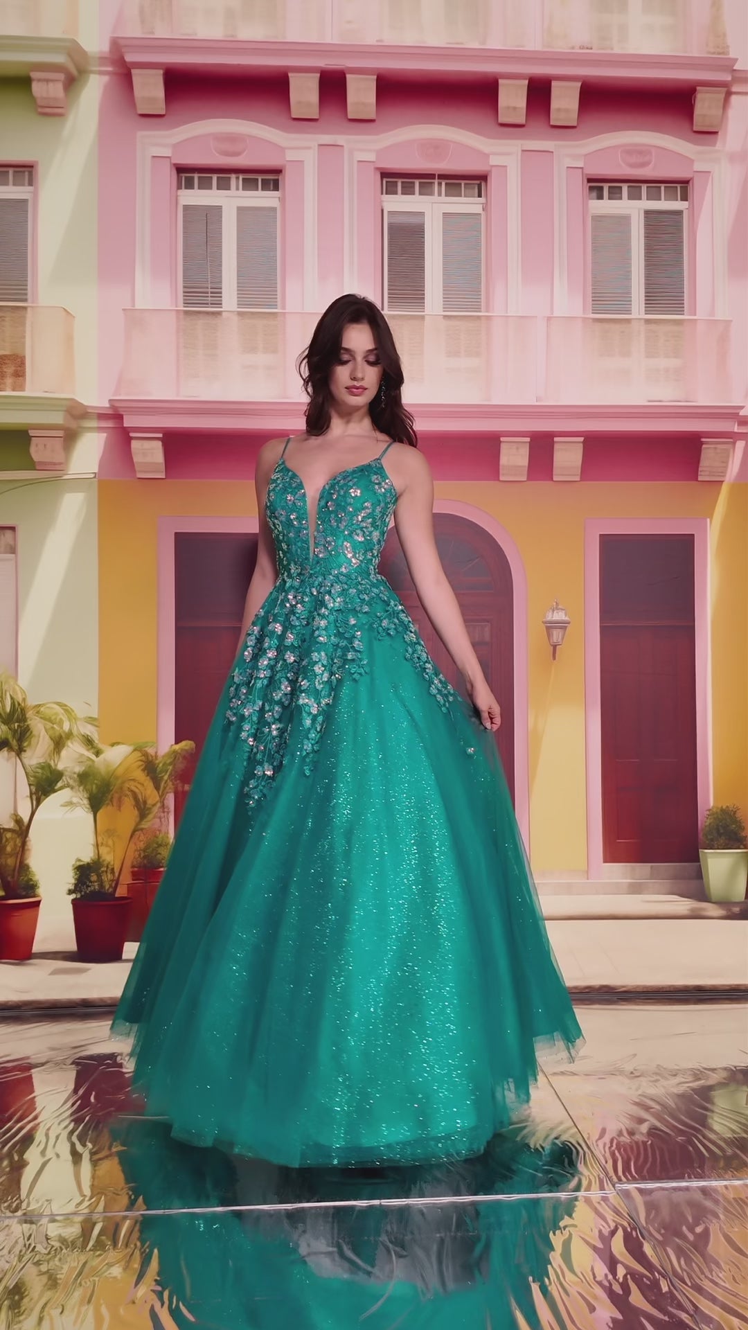 Colette CL8420 prom dress video.  Colette CL8420 is available in these colors: Jade, Pink , Periwinkle.