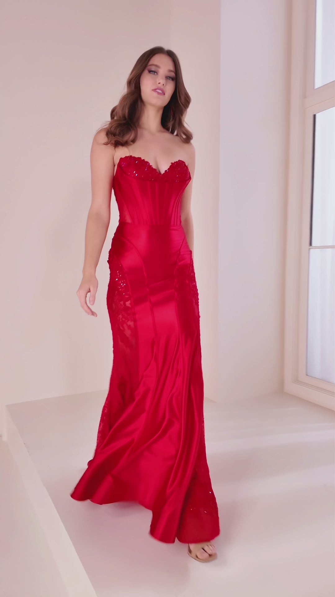 Ellie Wilde EW36010 mermaid prom dress video.  Ellie Wilde EW36010 is available in these colors: Red, Hot Pink, Black, Royal Blue, Navy Blue, Diamond White.