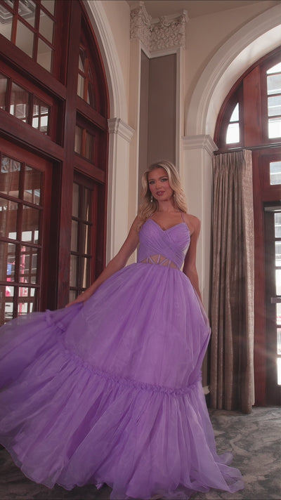 Rachel Allan 70815 prom dress video.  Rachel Allan 70815 is available in these colors: Aqua, Hot Pink, Lilac, Yellow.