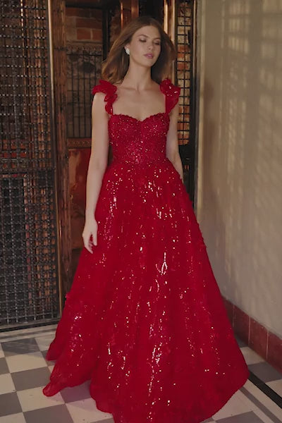 Sherri Hill 56673 prom dress video.  Sherri Hill 56673 is available in these colors: Light Blue, Blush, Red, Ivory, Black, Yellow, Periwinkle, Fuchsia.