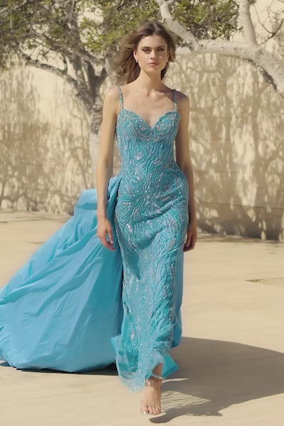 Sherri Hill 55935 prom dress video.  Sherri Hill 55935 is available in these colors: Turquoise.