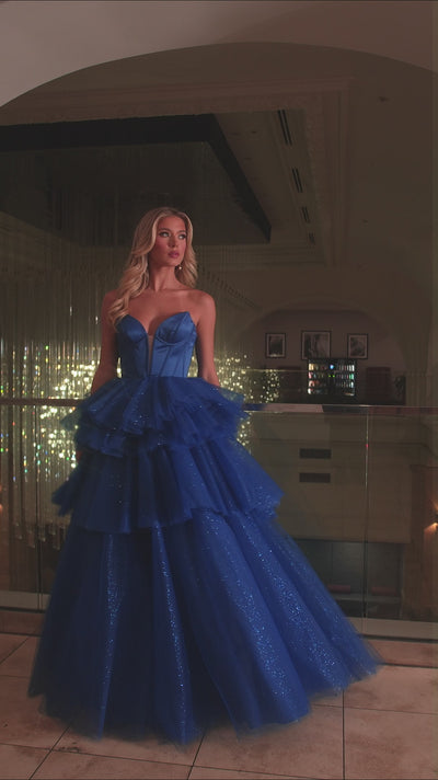 Rachel Allan 70876 prom dress video.  Rachel Allan 70876 is available in these colors: Powder Blue, Red, Royal, Yellow.