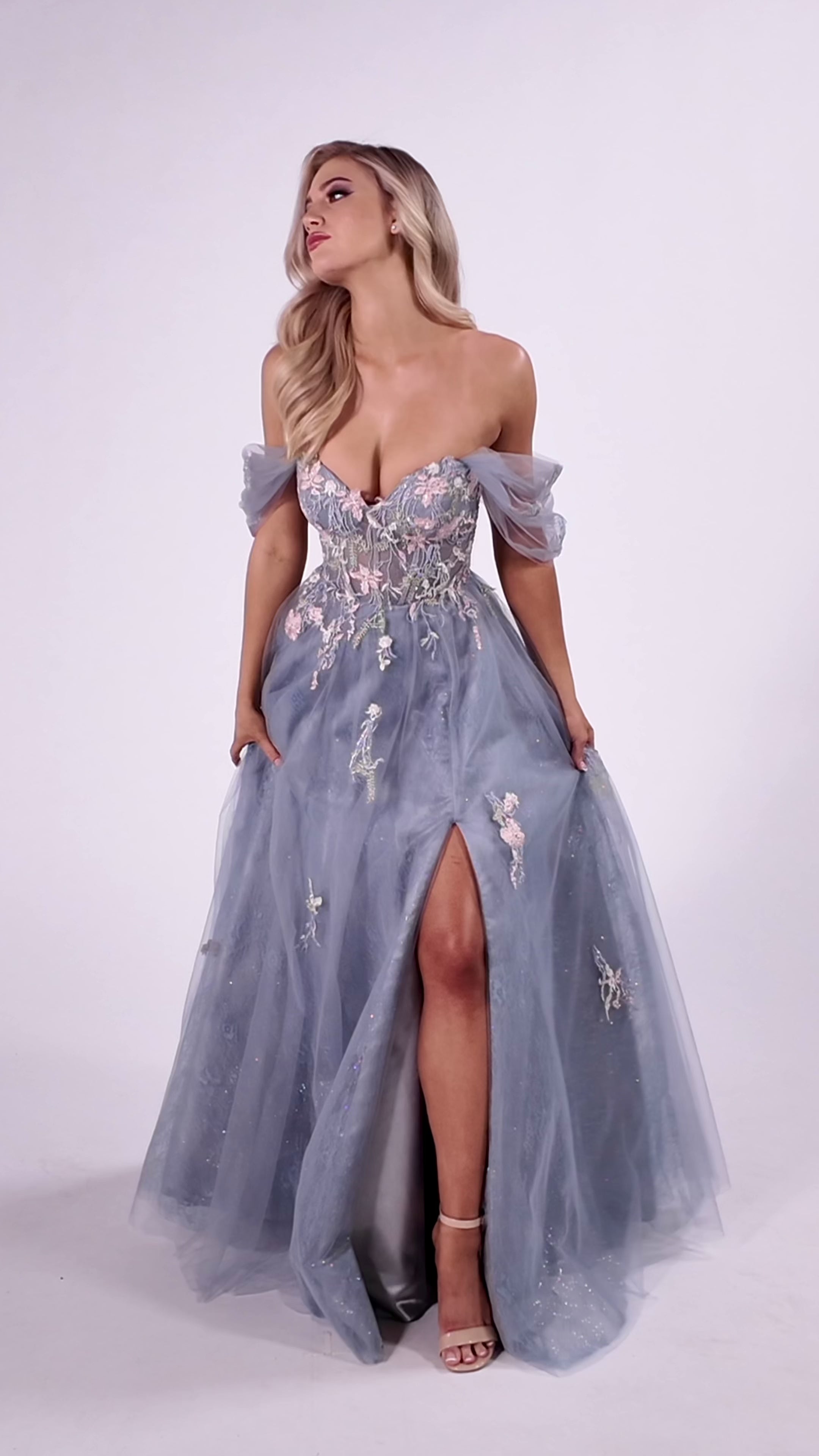 Colette CL8150 prom dress video.  Colette CL8150 is available in these colors: Platinum Multi.