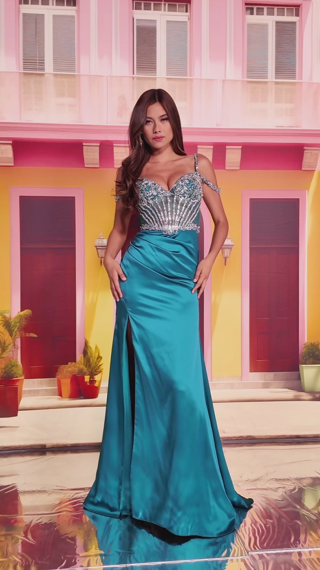 Colette CL8460 prom dress video.  Colette CL8460 is available in these colors: Lilac, Turquoise.