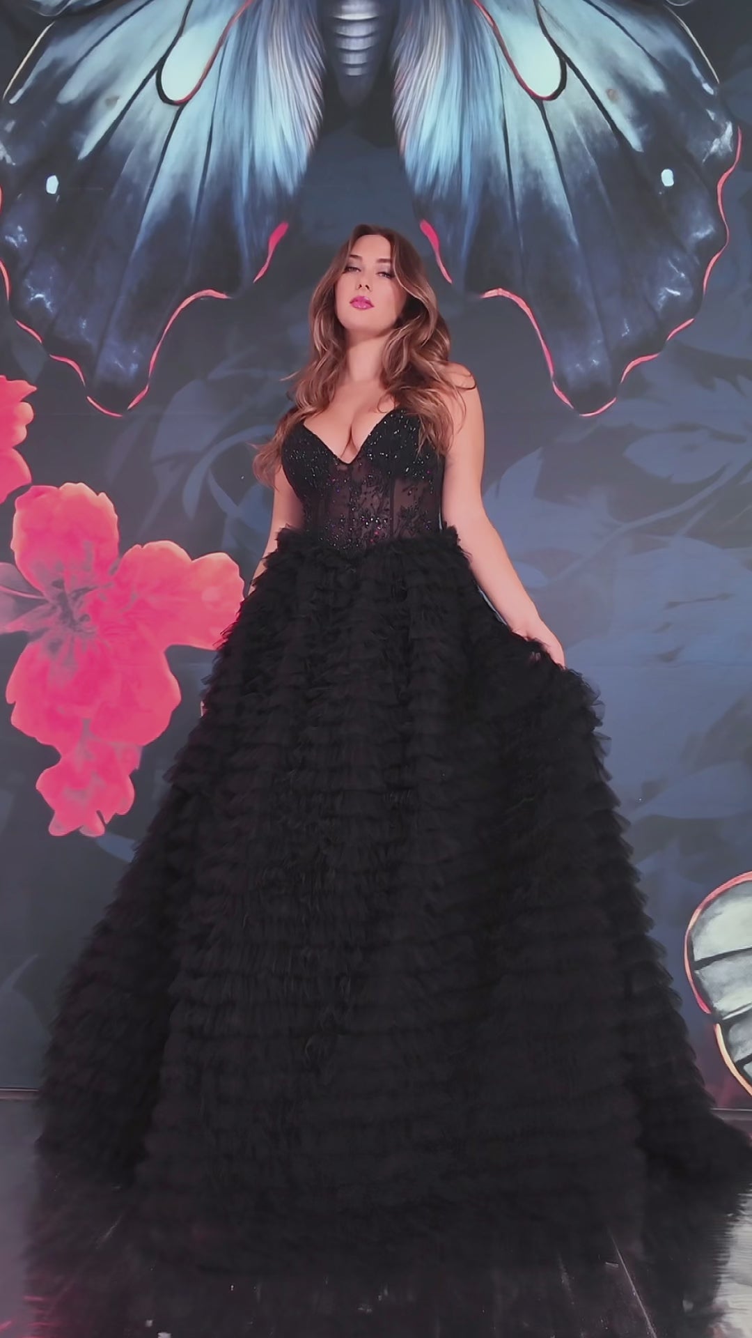 Colette CL8330 prom dress video.  Colette CL8330 is available in these colors: Black, Bordeaux.