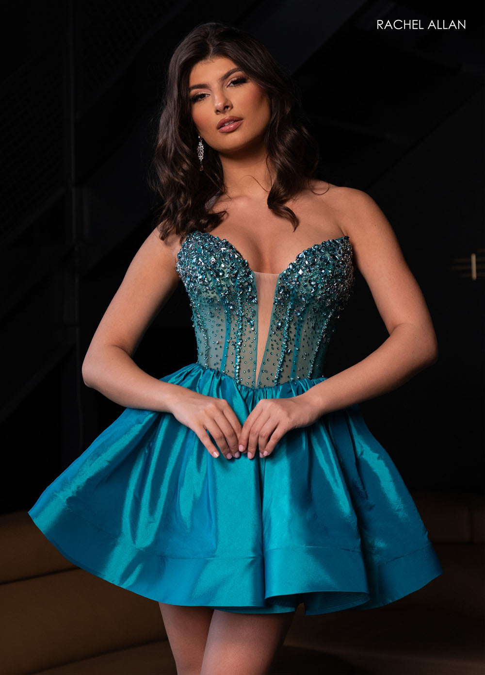 Rachel Allan 40420 prom dress images.  Rachel Allan 40420 is available in these colors: Jade, Navy, Red.