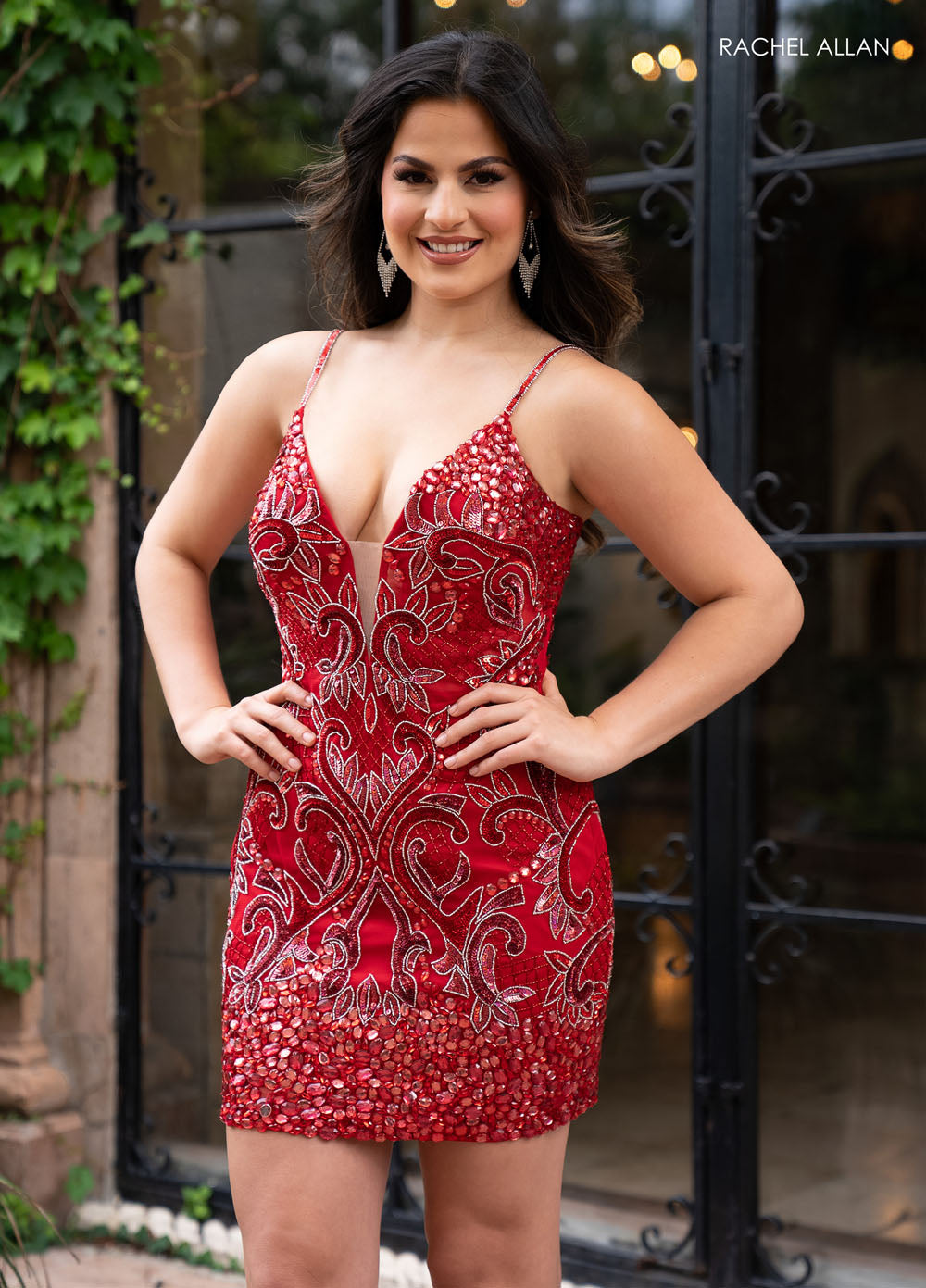 Rachel Allan 40471 prom dress images.  Rachel Allan 40471 is available in these colors: Lime, Peacock, Red.