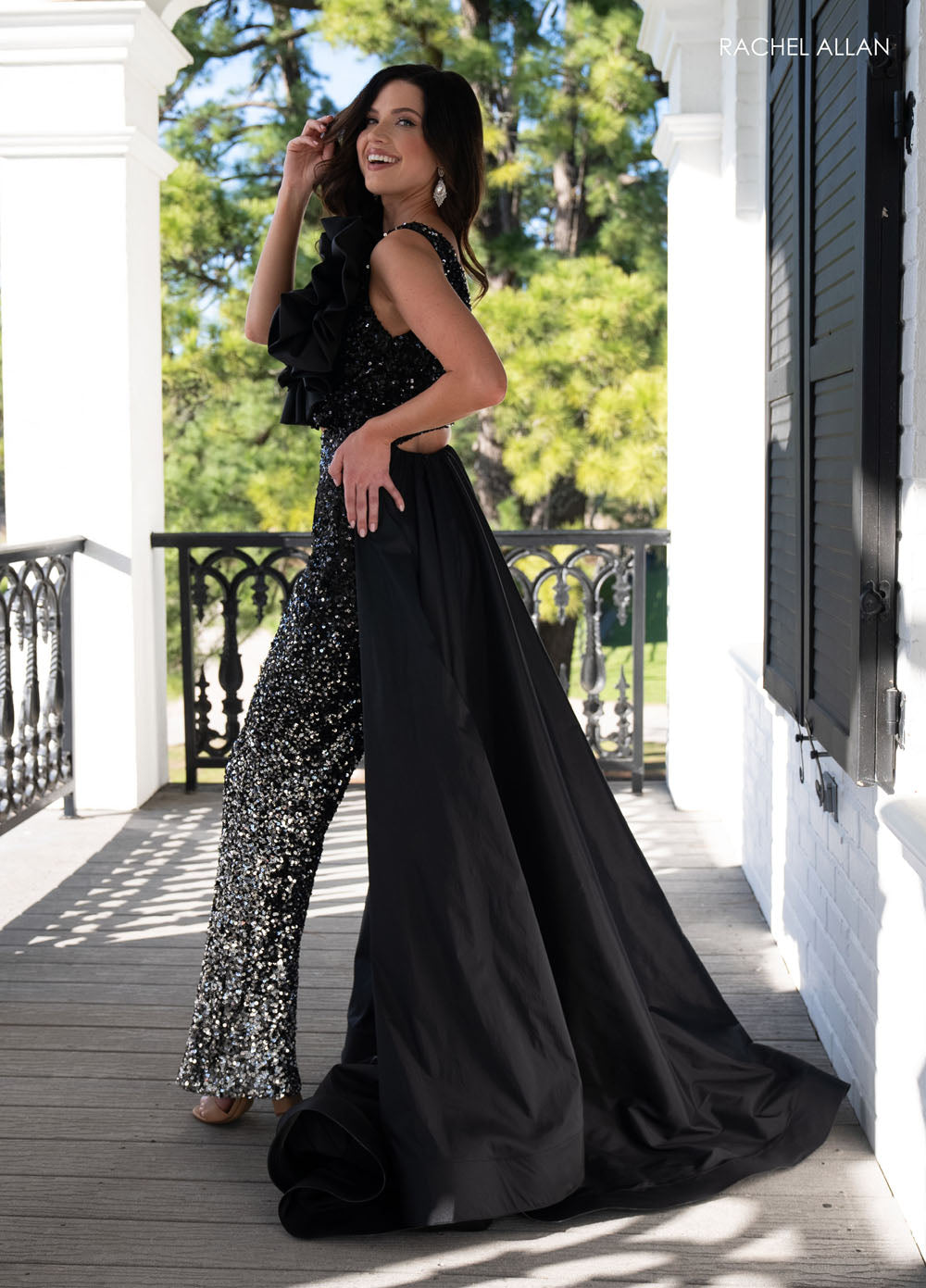 Rachel Allan 50335 prom dress images.  Rachel Allan 50335 is available in these colors: Black Ombre, Blue Ombre, Jade Ombre.