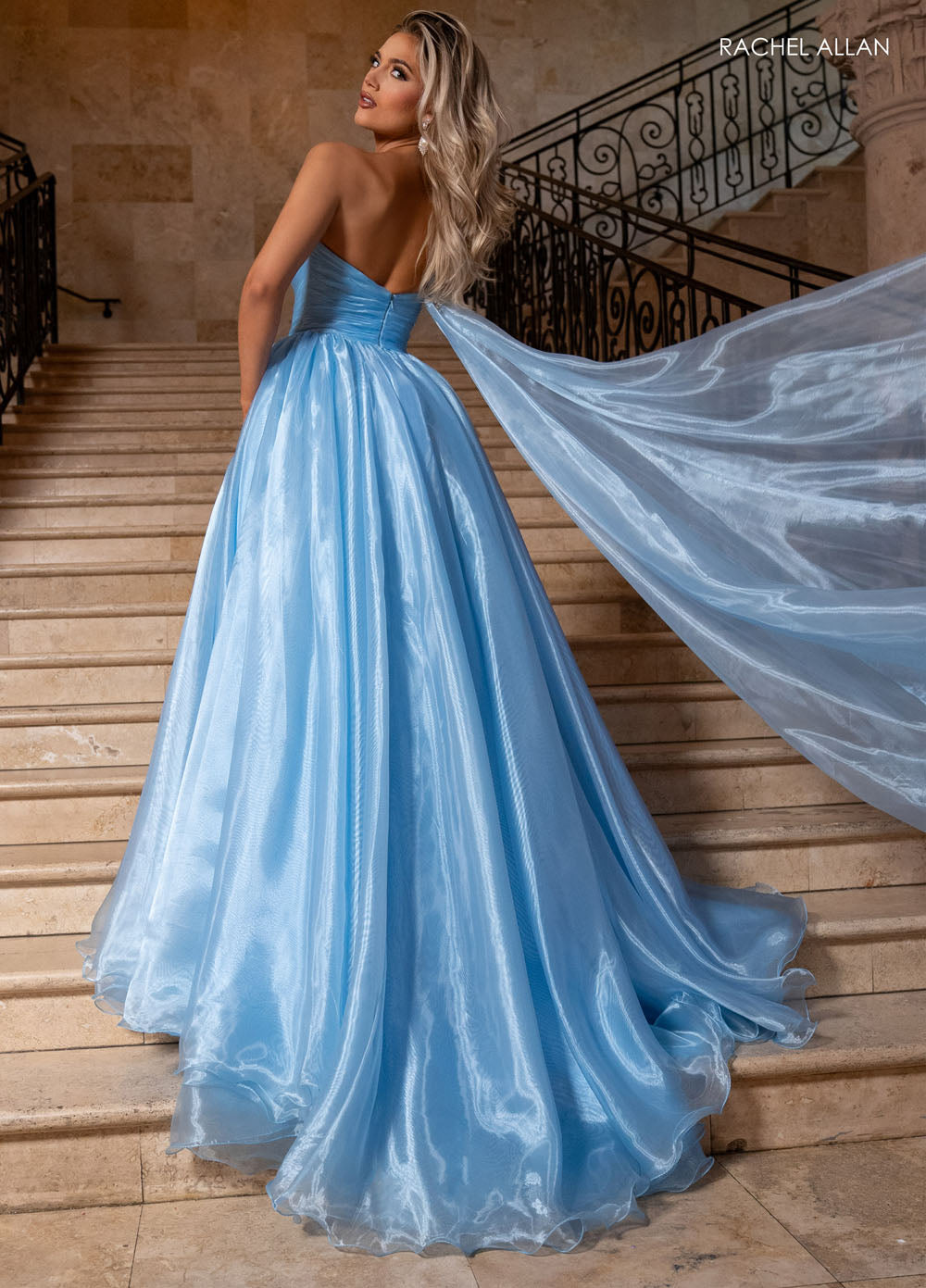 Rachel Allan 50342 prom dress images.  Rachel Allan 50342 is available in these colors: Pink, Sky Blue.