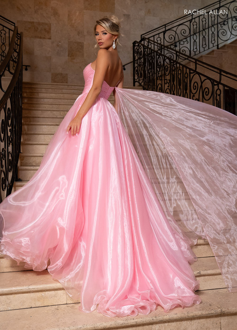 Rachel Allan 50342 prom dress images.  Rachel Allan 50342 is available in these colors: Pink, Sky Blue.