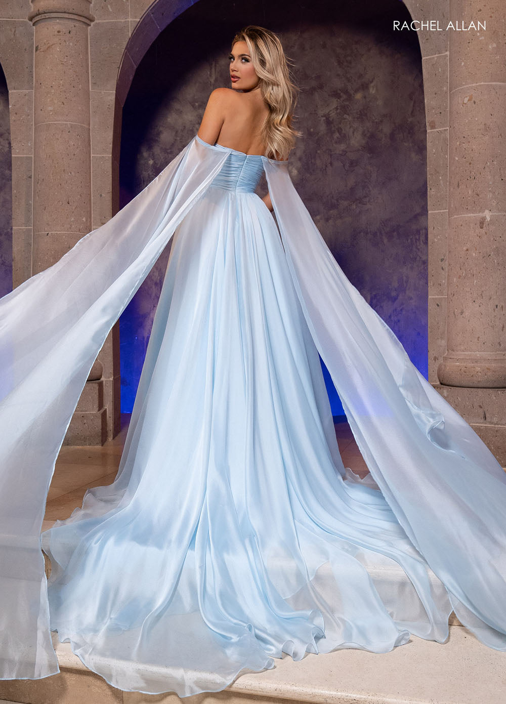 Rachel Allan 50352 prom dress images.  Rachel Allan 50352 is available in these colors: Powder Blue, White.