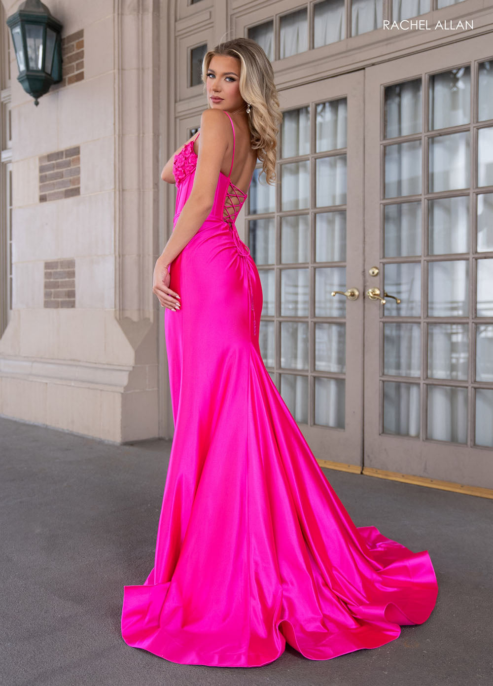 Rachel Allan 70702 prom dress images.  Rachel Allan 70702 is available in these colors: Black, Emerald, Hot Pink, Red, Royal.