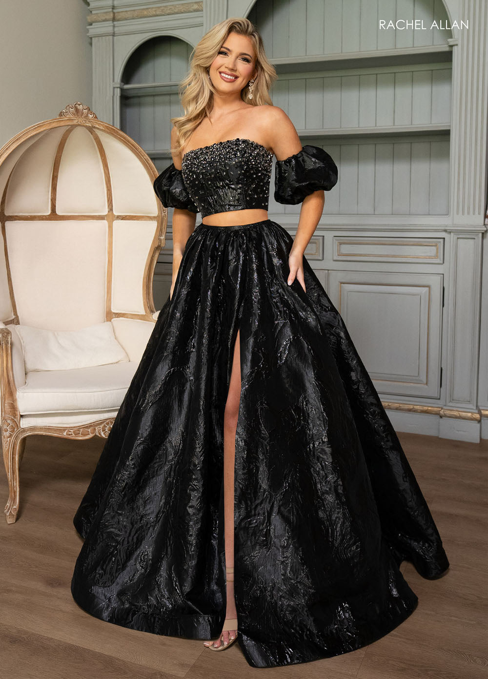 Rachel Allan 70707 prom dress images.  Rachel Allan 70707 is available in these colors: Royal, Black.