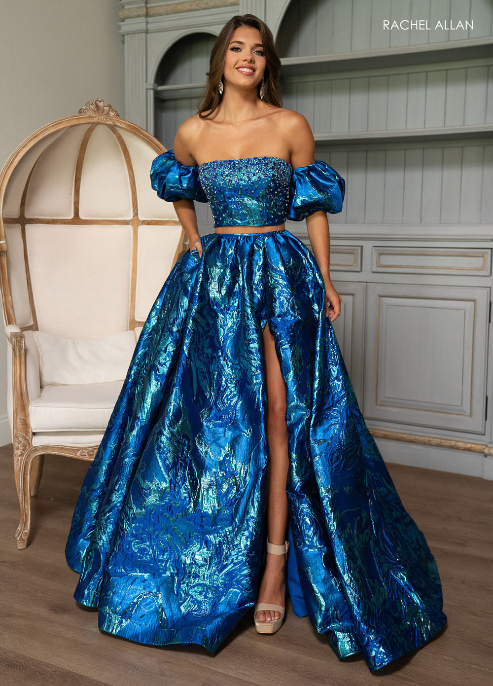 Rachel Allan 70707 prom dress images.  Rachel Allan 70707 is available in these colors: Royal, Black.