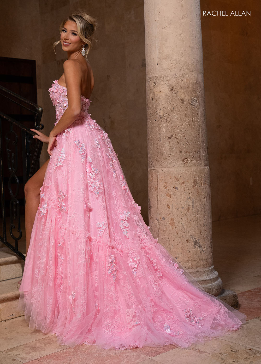 Rachel Allan 70724 prom dress images.  Rachel Allan 70724 is available in these colors: Pink, Powder Blue, Red, Sage.