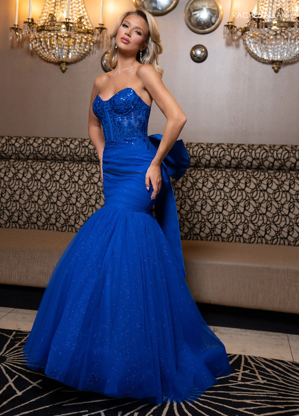 Rachel Allan 70726 prom dress images.  Rachel Allan 70726 is available in these colors: Black, Red, Royal.