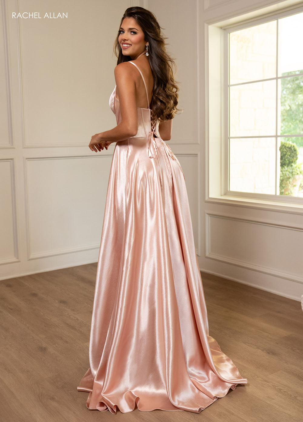 Rachel Allan 70739 prom dress images.  Rachel Allan 70739 is available in these colors: Emerald, Rose Gold, Silver.