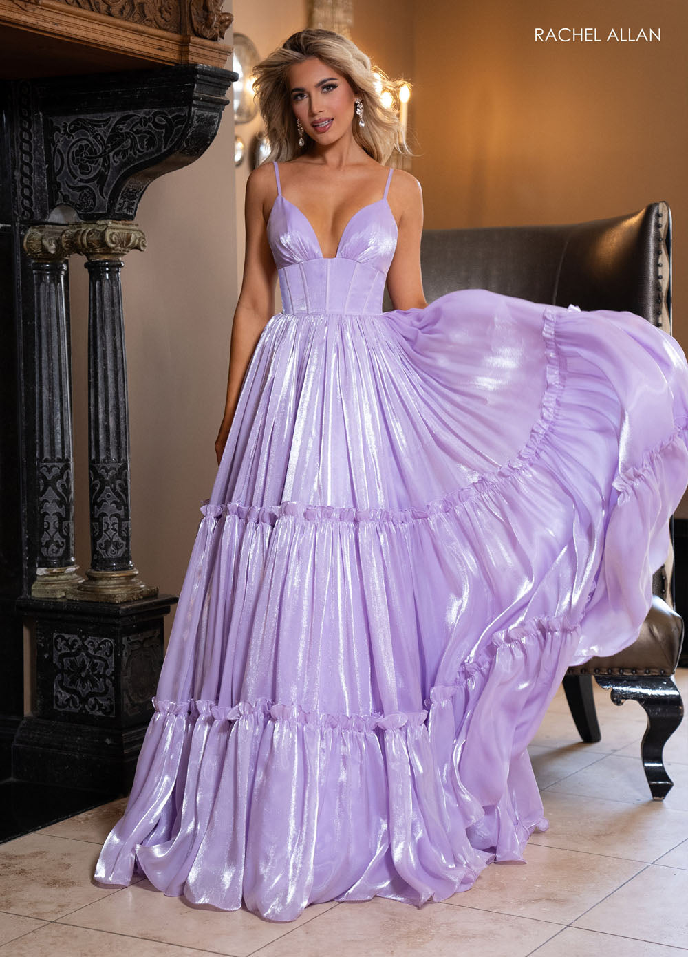 Rachel Allan 70748 prom dress images.  Rachel Allan 70748 is available in these colors: Hot Pink, Lilac, Powder Blue, Sage.