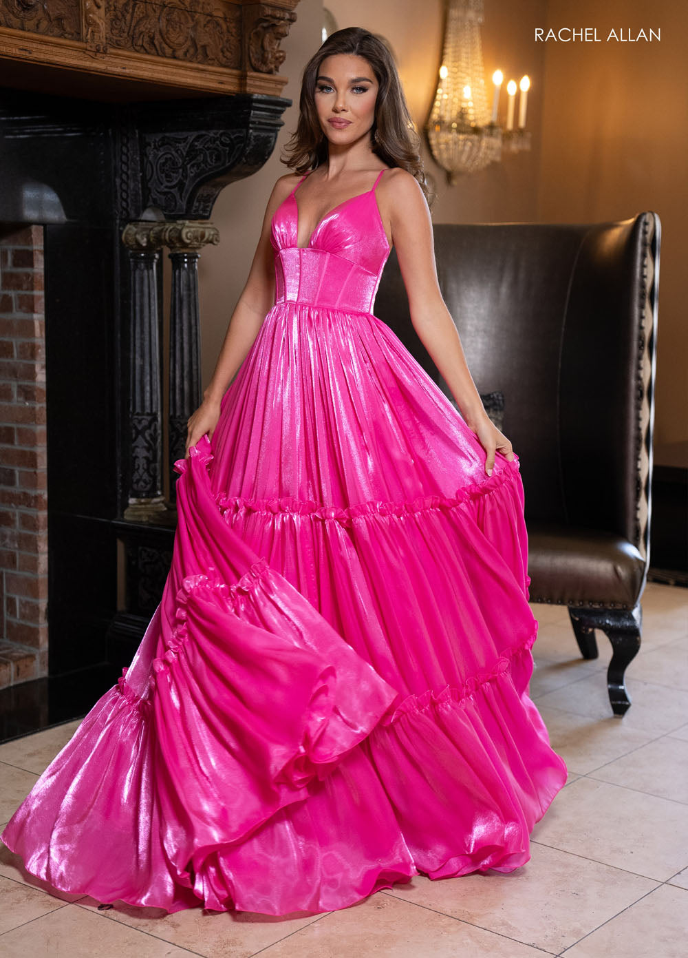 Rachel Allan 70748 prom dress images.  Rachel Allan 70748 is available in these colors: Hot Pink, Lilac, Powder Blue, Sage.